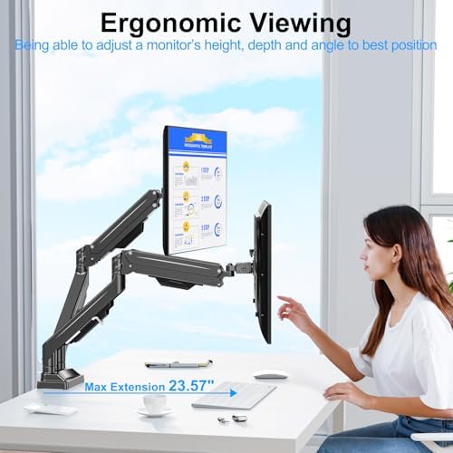 Dual Monitor Mount for Screens up to 43", Heavy Duty Monitor Arm
