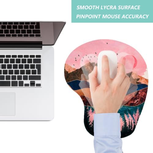 Mouse Pad with Wrist Support, Ergonomic Mouse Pads with Memory Foam Wrist Rest, Easy Typing Pain Relief, Comfortable Home Office Computer Wrist Support Pads for Working Studying Gaming, Sunrise