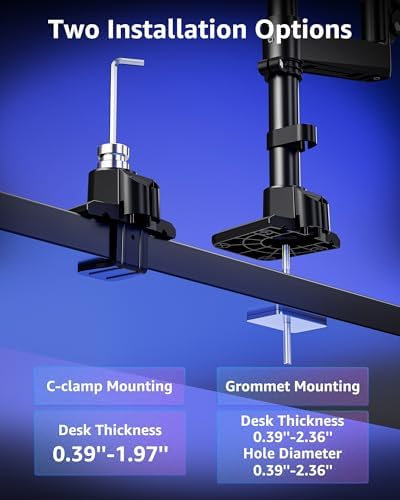 MOUNTUP Dual Monitor Stand Fits 49 45 42 40 39 34 32 Inch Screens, Heavy Duty Dual Monitor Arm Holds 7.7-44 lbs, Vertical Stacked Monitors Mount, Full Motion, Height Adjustable, VESA Mount