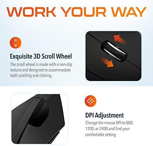 Delton Ergonomic Vertical Wireless Mouse with 2.4GHz USB Dongle