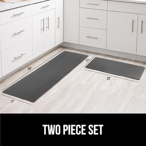GORILLA GRIP Cushioned Kitchen Mats for Floor, 2 PK, 17x48+17x24, Charcoal