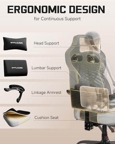 GTPLAYER Gaming Chair for Adults, Ergonomic High Back Chair with Footrest
