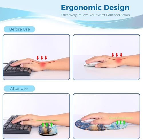 Mouse Pad and Keyboard Wrist Rest Support,Ergonomic Mouse Pad Set