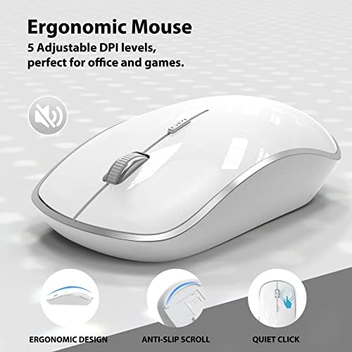 Wireless Keyboard Mouse, JOYACCES 2.4G Compact and Ultra Slim Wireless Keyboard and Mouse for Windows, Computer, Desktop, PC, Laptop-Sliver