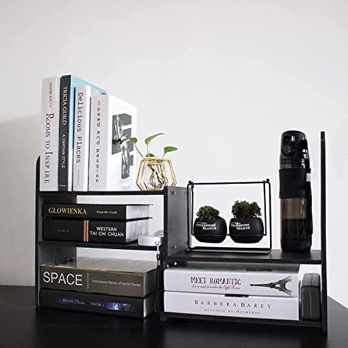 YGYQZ Adjustable Desktop Shelf Organizer, 3-Tier Desk Shelf, Black