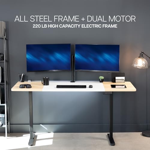 VIVO White/Light Wood 71 x 30 in Standing Desk, DESK-KIT-E2B7WC