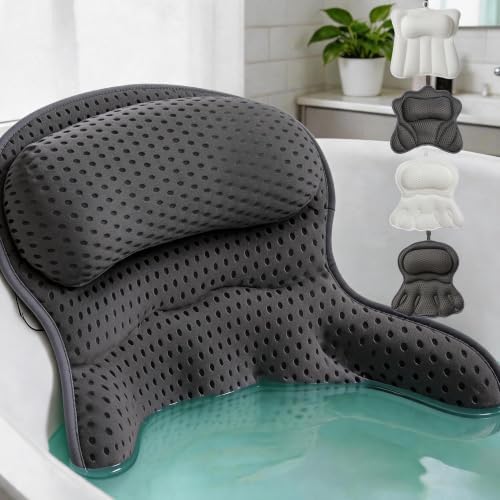 Bath Pillow for Tub,Bathtub Pillow for Head,Neck,Shoulder and Back Support,Soft Bath Tub Pillow for Bathtub,Hot Tub and Spa,Black
