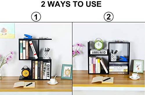 PAG-Mass Desktop Bookshelf Freestanding Wooden Countertop Bookcase Accessories Organizer Display Rack Dorm Desk Storage Shelf