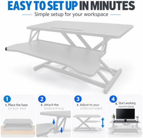 Standing Desk Converter, Adjustable Dual Monitor Riser, White