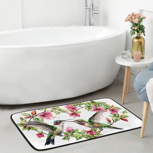 Kitchen Mats, Heart Hummingbird Kitchen Rugs, Cushioned Anti Fatigue Kitchen Mats, Non-Slip Standing Desk Mat, Absorbent Kitchen Rug for Floor, Kitchen, Office, Sink, 20"×39"