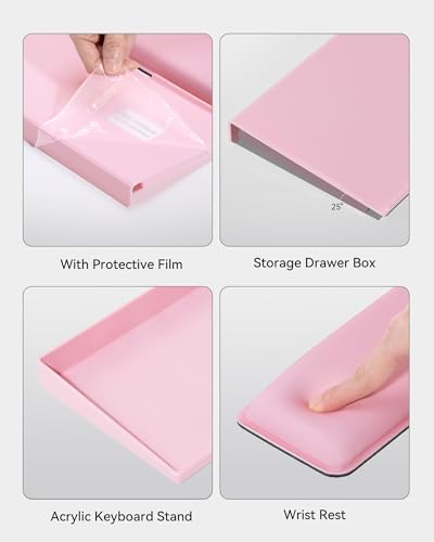 Computer Keyboard Stand with Storage Box, Keyboard Riser with Wrist Rest