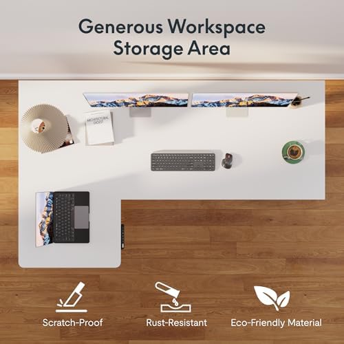 SANODESK L Shaped 4-Leg Large Electric Height Adjustable Standing Desk