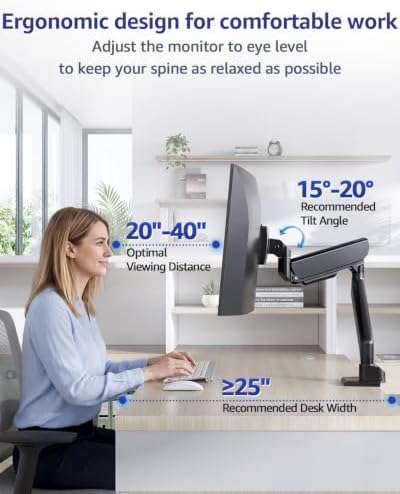 MOUNTUP Heavy Duty Monitor Arm, Single Monitor Mount for 57" Ultrawide Monitor, Supports 4.4–66 lbs, Large Monitor Arm with Full Motion Adjustment, Monitor Stand for Desk, Max VESA 100x100mm