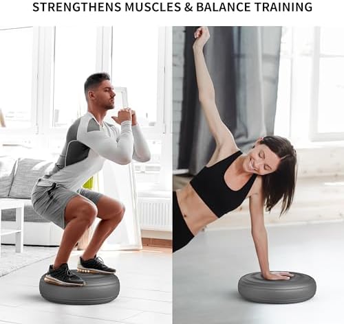 Inflated Wobble Cushion,Dyna Disc,Circular Non-slip Texture for Comfortable Sitting,Wiggle Seat to Improve Posture, Fitness, Stability for Sensory Adults,Balance Seat with Pump for Core Strength