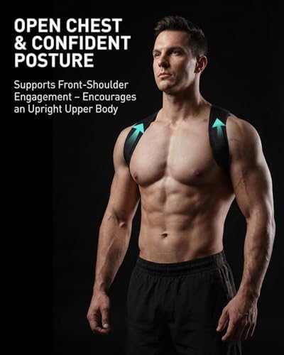 Gymgoer‘s Back Posture Corrector For Men With Large Support Plate. Dual Adjustment Upper Back Posture Corrector To Open Shoulders. Breathable For Better Gym Form & Efficiency