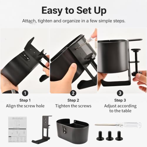 4 In 1 Desk Cup Holder Clamp, Under Desk Headphone Hanger