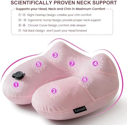 Keemall Inflatable Travel Neck & Shoulder Pillow for Airplanes&Long Trips
