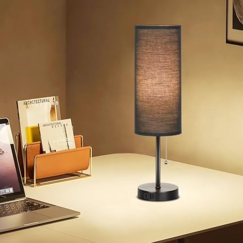 Dott Arts 18" Table Lamp for Bedroom, 3-Color Bedside Lamps with Pull Chain