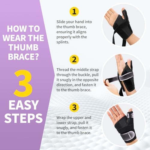 CAMBIVO Thumb Splint & Wrist Brace, Adjustable CMC Joint Pain Relief, Pink