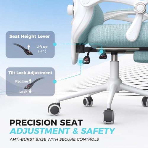 CYKOV Ergonomic Office Chair, Reclining, Footrest, Adjustable Lumbar, 350LB