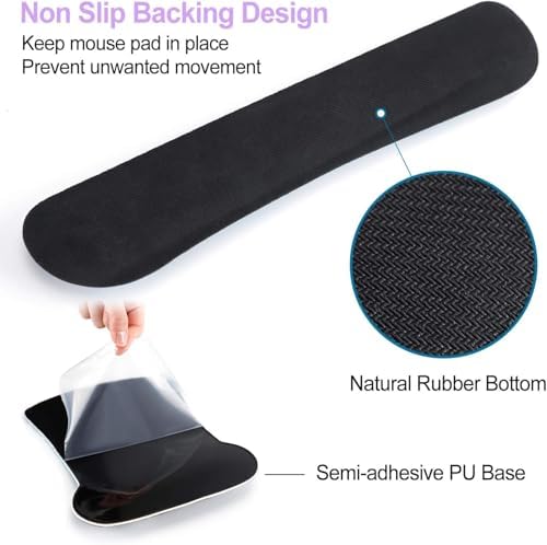 Keyboard Pad Wrist Rest Mouse Pad, ToLuLu Gel Ergonomic Mouse Pads for Computer Laptop Office, Mousepad Keyboard Wrist Support Memory Foam for Easy Typing & Pain Relief, Purple Floral Yellow Butterfly