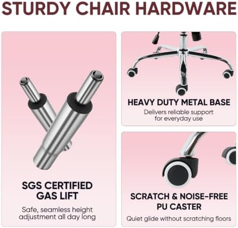 Executive Office Chair, Ergonomic Heavy Duty Desk Chair with Flip‑Up Armrests, 400 LBS High Back Comfy Computer Gaming Chairs for Home Office, Breathable PU Leather (Pink)