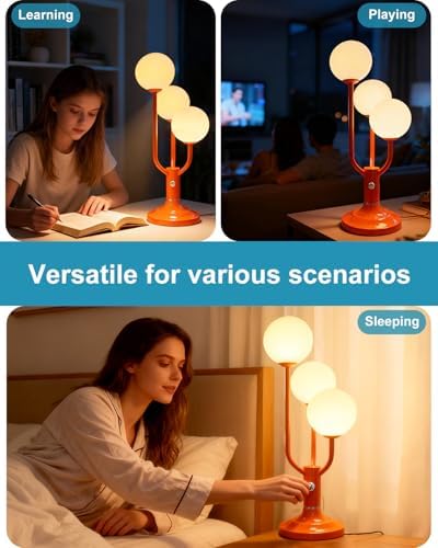 Lightdot Vintage Orange Table Lamp Dimmable Globe Lamp G9 3 Bulbs Included
