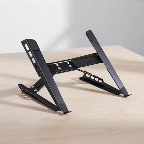 Adjustable Laptop Stand Heat Dissipation Cooling Laptop Stand Desktop Lift Ventilated Notebook Mount for Gaming Enthusiasts, Desk, Gaming, Black