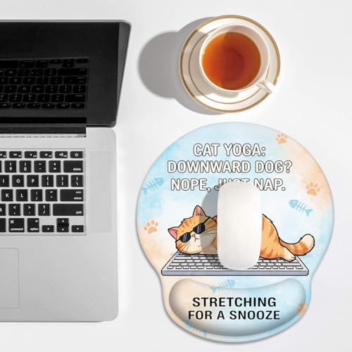 Britimes Ergonomic Mouse Pad with Wrist Support, Cat Cartoon