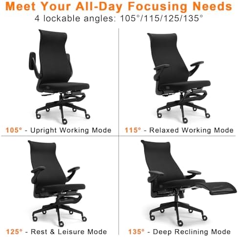 KRAZE Massage Office Chair Ergonomic High-Back Mesh Desk Chair, Black