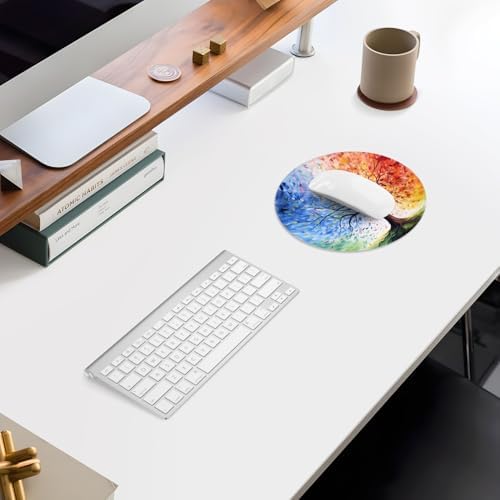 ITNRSIIET Mouse Pad Non-Slip Rubber Base Smooth Surface Stitched Edges Waterproof Durable Compatible with All Mice for Office & Gaming, Desk Accessory, Diameter 8.7 inch, SeasonTree