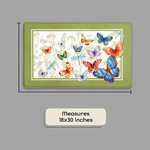 Anti-Fatigue Floor Comfort Mat, 18 x 30 in, Butterflies, Waterproof