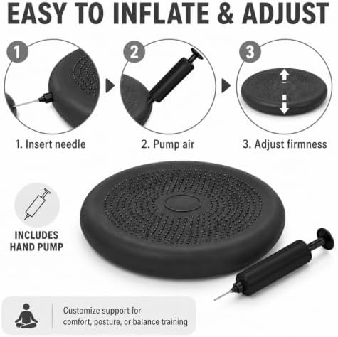 Hanstuten Wobble Seat Cushion Balance Disc - Rubber Wiggle Seat for Active Sitting, Office Desk Chair, and Core Strength Training