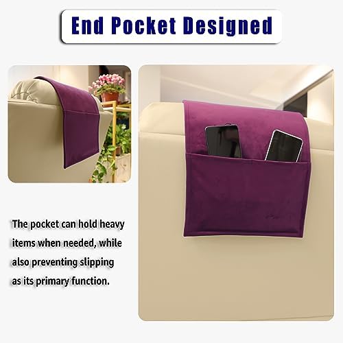 Velvet Recliner Headrest Pillow, Non-Slip Neck Support, Plum