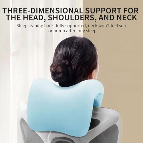 Neck Support for Office Chair, Memory Foam Neck Support with U-Shape Hanger Design for Office Chairs, Armrest Elbow Relief, and Restful Power Napping, Blue