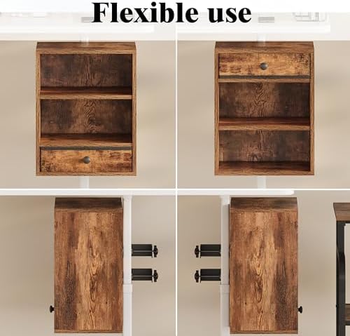 Unionly Clamp-on Under Desk Storage Shelves with Height Adjustable & Drawer