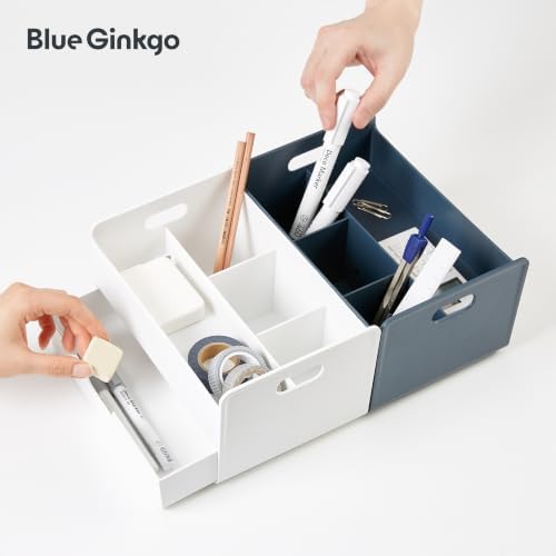 BLUE GINKGO Portable Desk Organizer, Blue, Made in Korea