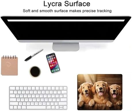 Cute Dog Mouse Pad,Three Adorable Golden Retrievers Healing Smiles That Blend Seamlessly with The Warmth of a Lazy Afternoon Sun Mouse Pad, Non-Slip Rubber Base Mousepad Waterproof for Kids Desk Pad