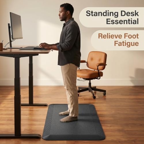 Extra Thick Kitchen Mat (20"x32"x1.2") - 1.4" Arch Support Anti Fatigue Standing Mat, Anti-Curl Edges Premium PU Foam Comfort Mat for Standing Desk, Kitchen Floor Mat, Home & Workshop