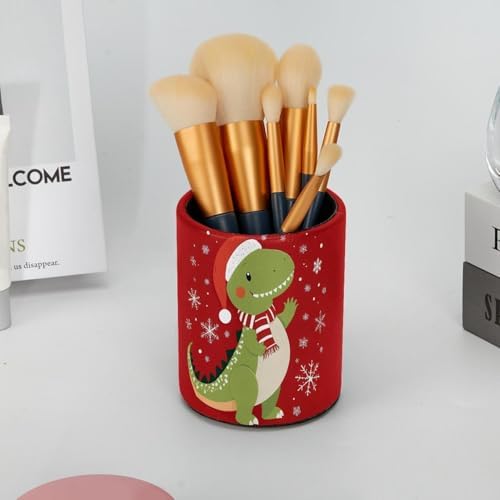 Christmas Dragon Pen Holder Pencil Organizer Cute Pencil Cup Desk Decor Makeup Brush Holder PU Multifunctional Office Supplies for Home Classroom School