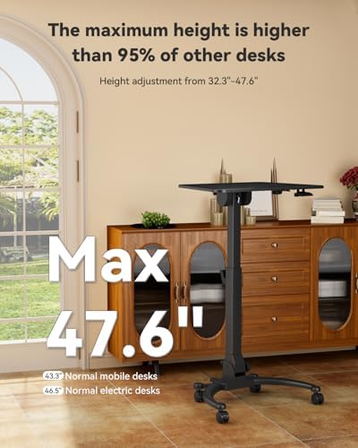 JOY worker Foldable Laptop Desk on Wheels, Adjustable Mobile Standing Desk