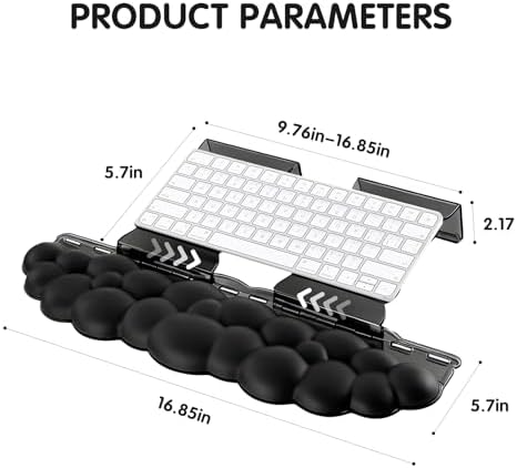 Black Acrylic Keyboard Stand with Wrist Rest,Detachable/Adjustable Width