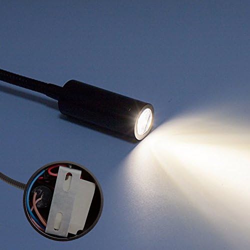 3W Wall Mounted Reading Light Flexible Gooseneck LED Sconce Lamp with Plug & Switch for Bedroom, Office, Workbench, Studio (01 Black Cool)