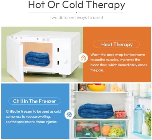 MORLIDEN Microwavable Heated Neck Wrap Warmer and Shoulder Weighted Heating Pad Microwave for Hot and Cold Compress - Dark Blue