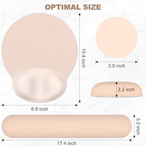 AIMSA Mouse Pad with Wrist Rest Support, Keyboard Wrist Rest Set, Ergonomic Memory Foam Mousepad for Computer Keyboard, Easy Typing and Pain Relief, Apricot