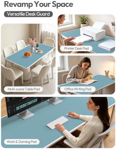YSAGi Leather Desk Protector, Office Mat, Large Mouse Mat, Non-Slip PU Leather Blotter, Laptop Desk Mat, Waterproof Writing Pad for Office and Home(Aquamarine, 55" x 17.2")