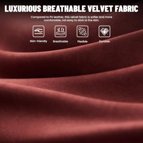 Ferghana Ergonomic Velvet Gaming Chair with Massage, Footrest & Reclining High Back, Racing Style Computer Desk Chair for Adults, Home Office Use, Red