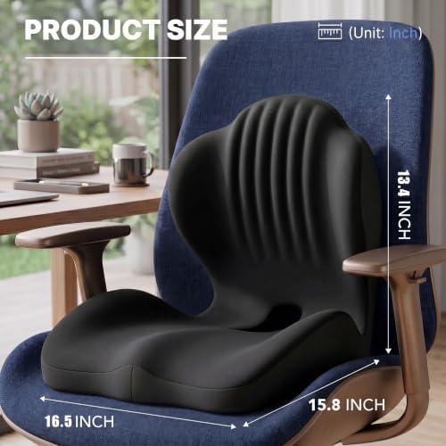 Ergonomic Seat Cushion with Lumbar Support(Black)