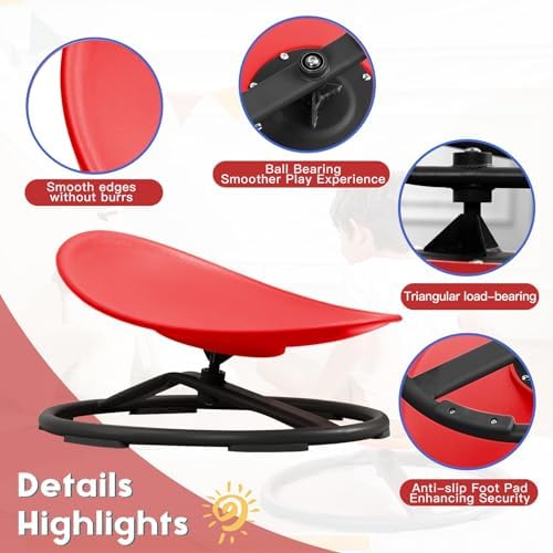 BABAMU Spinning Chair for Autistic Kids, Sensory Swivel Chair, 220LBS Weight Capacity, Autism Sensory Products, Autism Toys, Sensory Toy (RED, Egg)