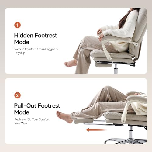 EMIAH Office Chair with Foot Rest Reclining Desk Chair Comfy, PU Leather